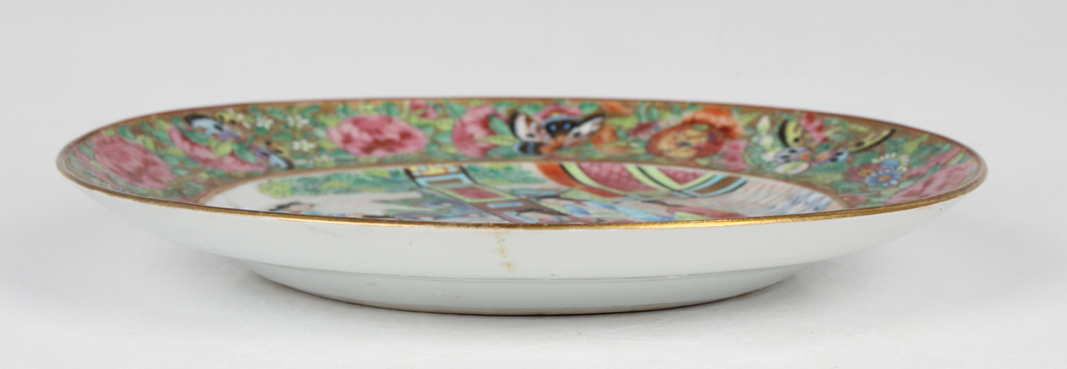 A set of six Chinese Canton famille rose porcelain plates, mid-19th century, each painted with a - Image 14 of 25