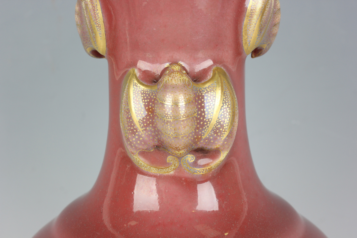 A Chinese sang-de-boeuf porcelain vase, 20th century, the swollen cylindrical body beneath a - Image 6 of 10