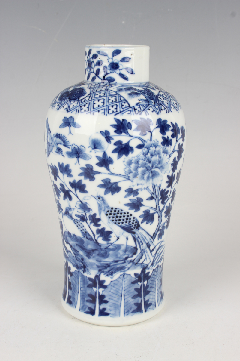 A small group of Chinese blue and white porcelain, mostly late 19th century, including a baluster - Image 23 of 36