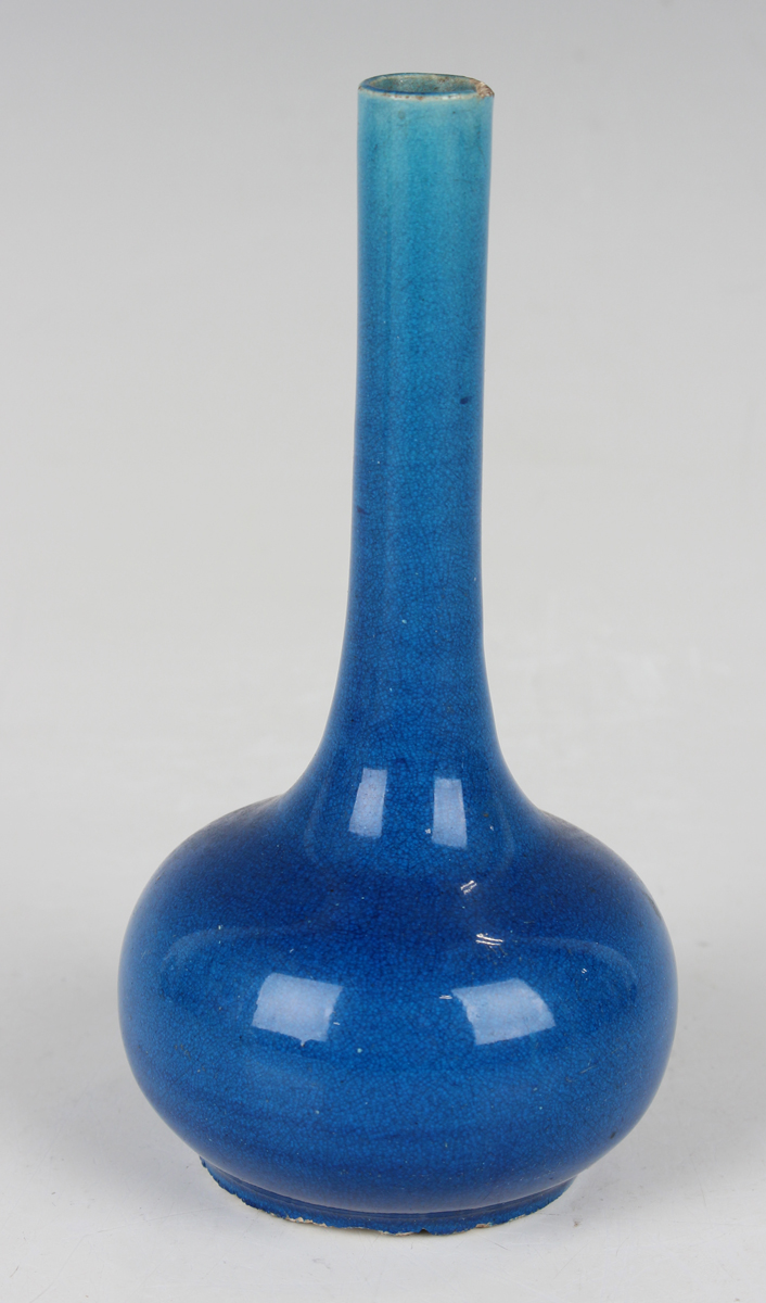 A Chinese yellow glazed pottery bottle vase, late 19th century, with fine crackled glaze, height - Image 9 of 15