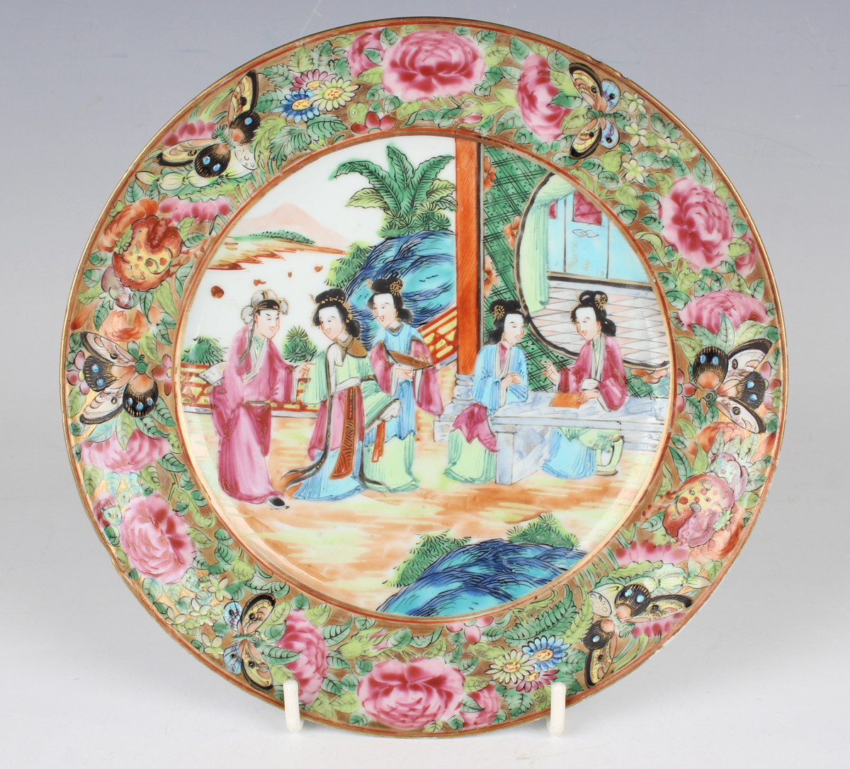 A set of six Chinese Canton famille rose porcelain plates, mid-19th century, each painted with a - Image 25 of 25