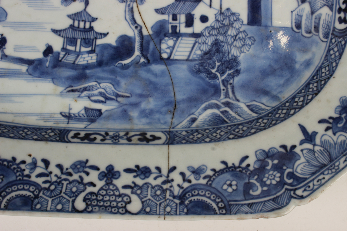 A group of six Chinese blue and white export porcelain meat dishes, Qianlong period, comprising four - Image 17 of 44
