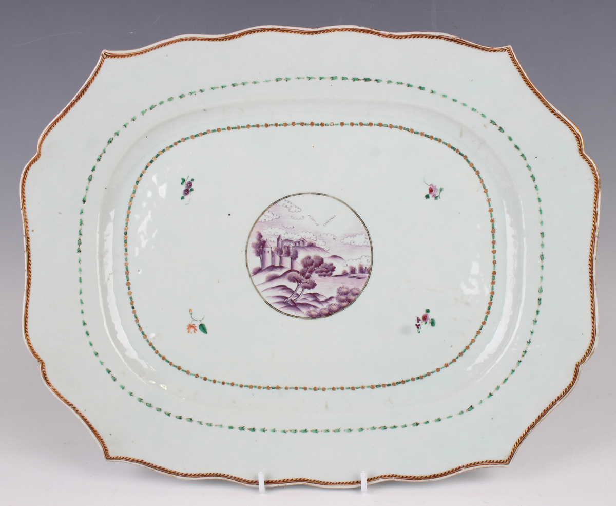 A graduated set of three Chinese export porcelain meat dishes, Qianlong period, each with shaped - Image 11 of 18
