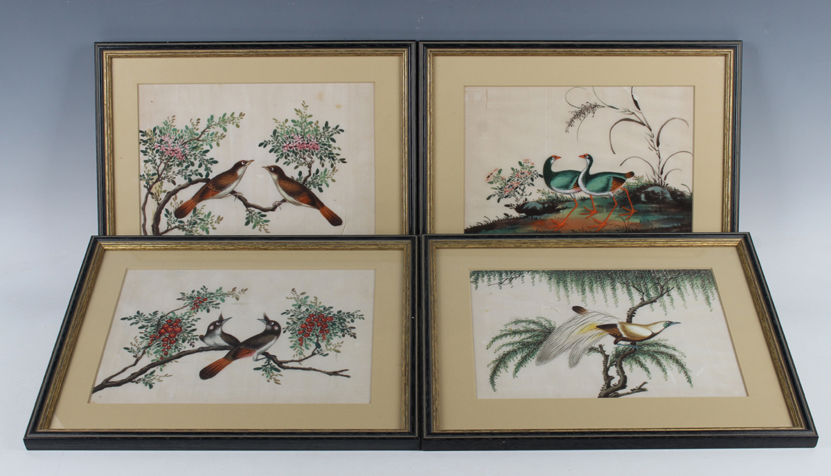 A set of four Chinese Canton export watercolour paintings on rice paper, mid to late 19th century,