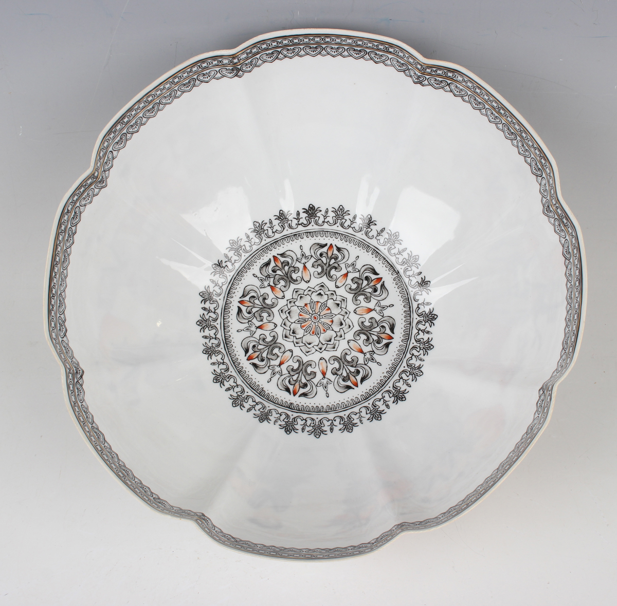 A Chinese eggshell porcelain bowl, mark of Qianlong but mid-to-late 20th century, of lobed - Image 5 of 10