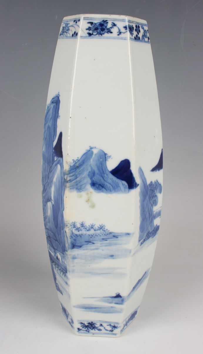 A pair of Chinese blue and white porcelain vases, mark of Kangxi but late 19th century, each of - Image 17 of 19