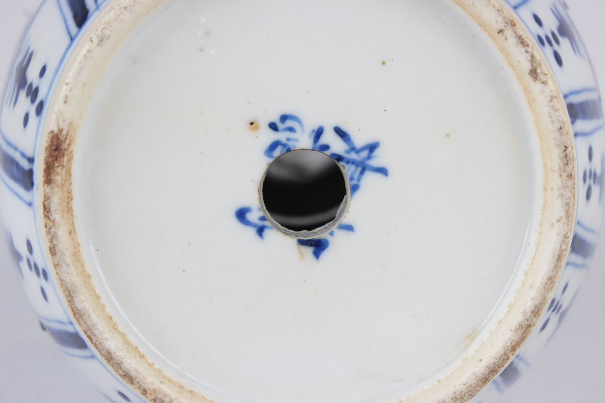 A small group of Chinese blue and white porcelain, late 19th century, comprising a prunus- - Image 12 of 26
