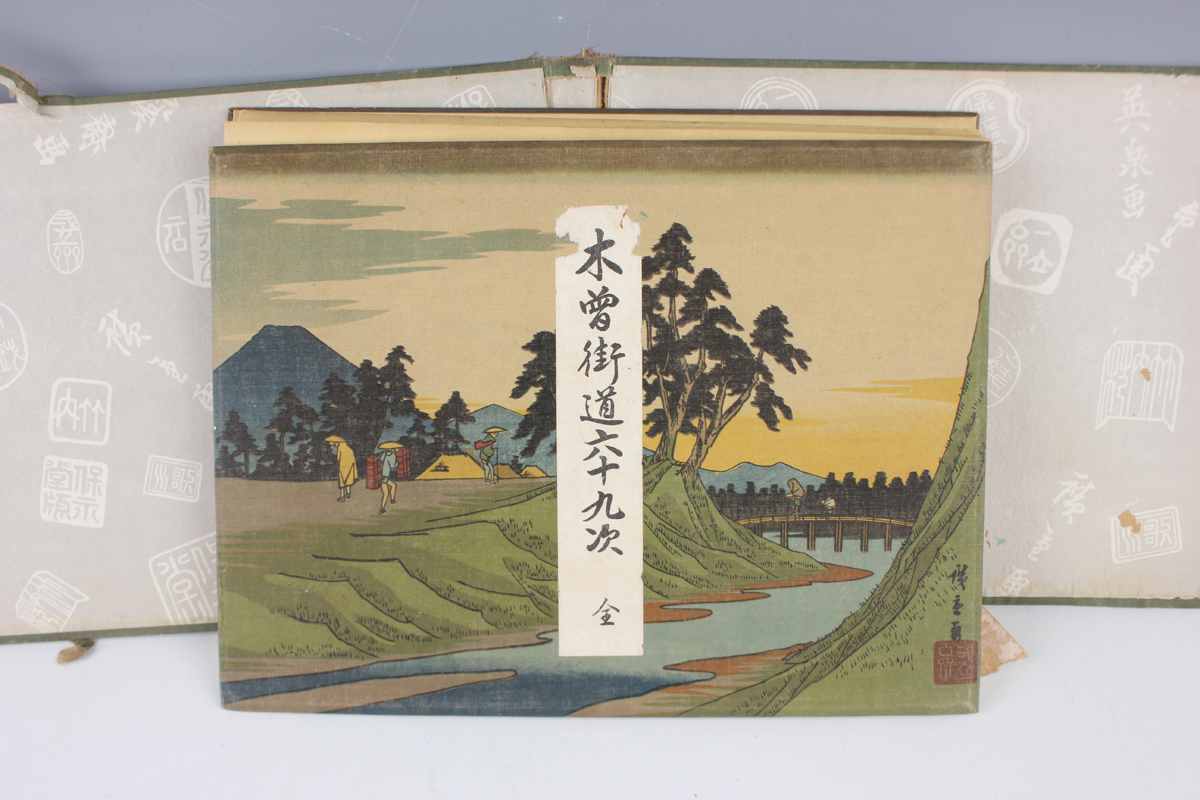 A collection of assorted Japanese prints, 20th century, including various Hiroshige Tokaido road - Image 29 of 40