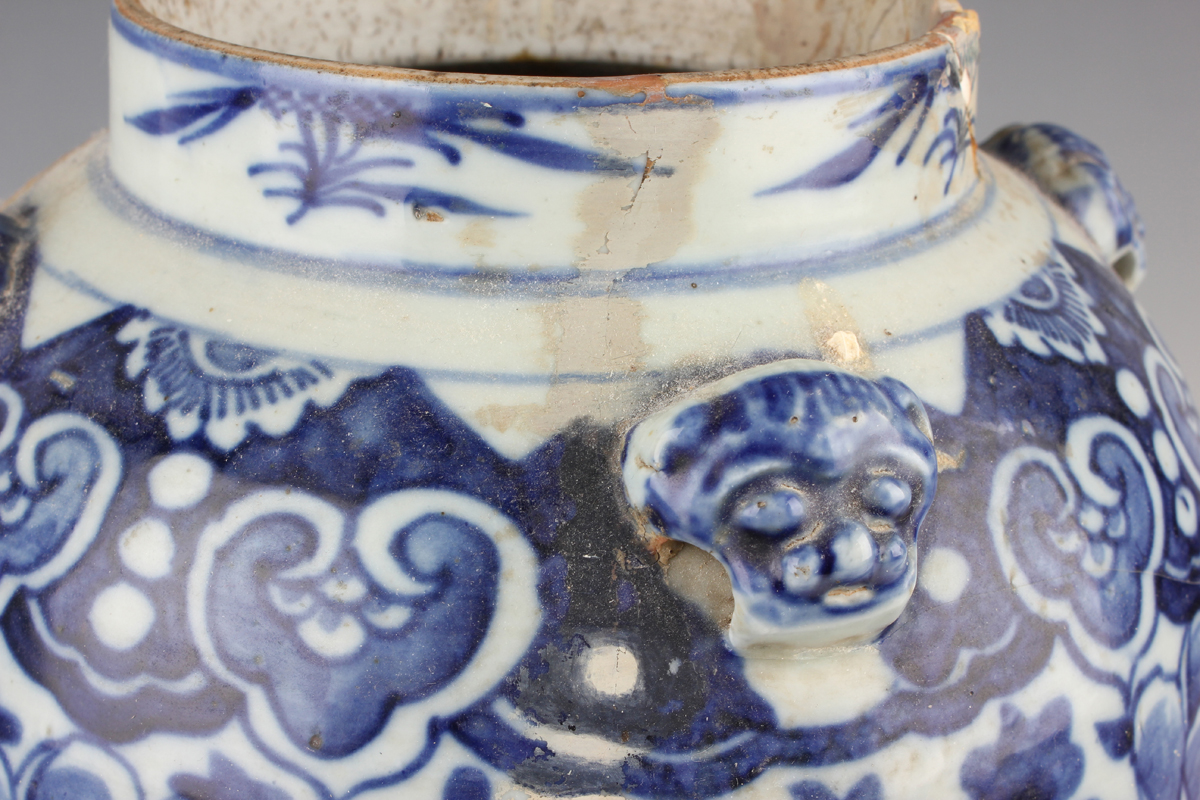 A Chinese blue and white porcelain vase, late 19th century, of baluster form, painted with flowers - Image 13 of 17