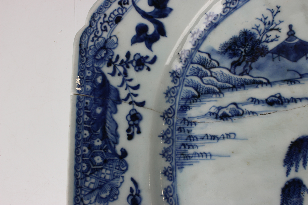 A group of six Chinese blue and white export porcelain meat dishes, Qianlong period, comprising four - Image 37 of 44