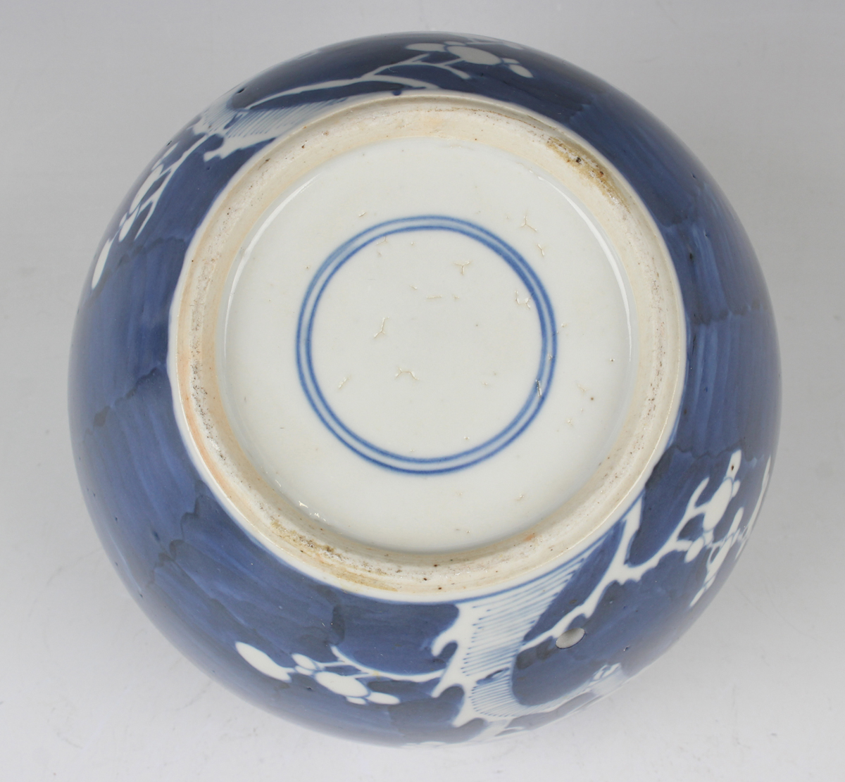 A small group of Chinese blue and white porcelain, late 19th century, comprising a prunus- - Image 8 of 26