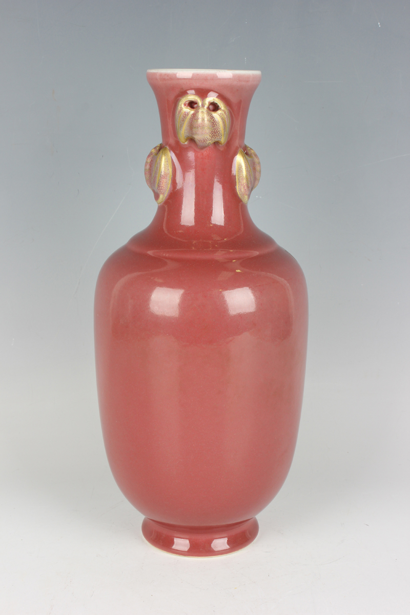 A Chinese sang-de-boeuf porcelain vase, 20th century, the swollen cylindrical body beneath a - Image 8 of 10