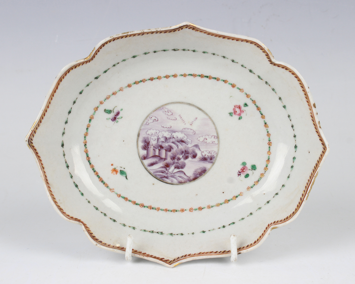 A small group of Chinese export porcelain, Qianlong period, comprising a pair of oval dishes, length - Image 15 of 23