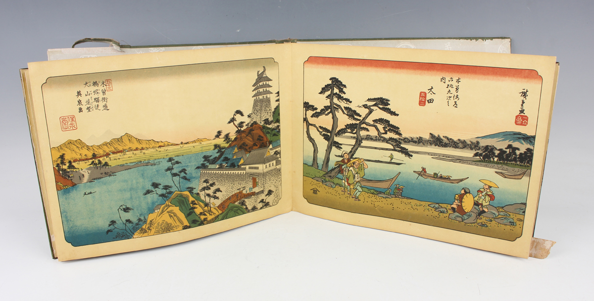 A collection of assorted Japanese prints, 20th century, including various Hiroshige Tokaido road - Image 28 of 40