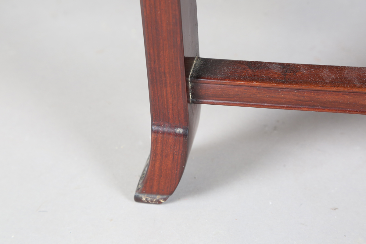 A Chinese hardwood low table, 20th century, the rectangular top inset with a burr wood panel, the - Image 9 of 20