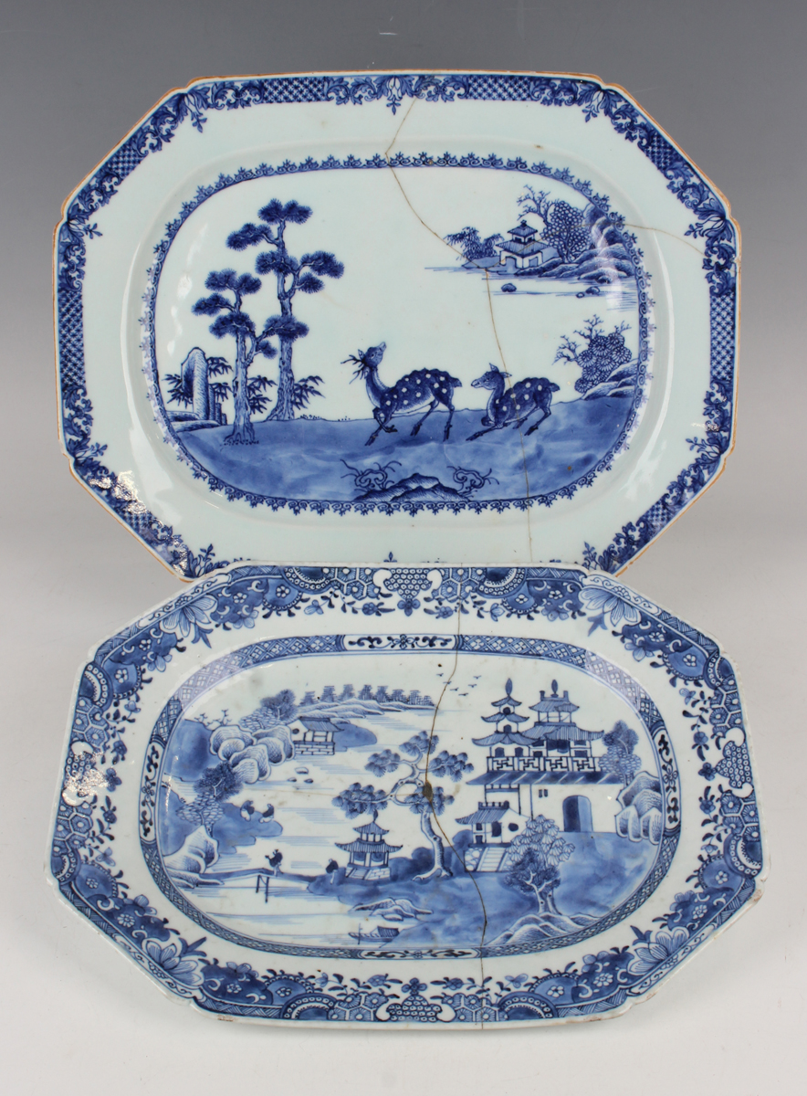 A group of six Chinese blue and white export porcelain meat dishes, Qianlong period, comprising four - Image 44 of 44