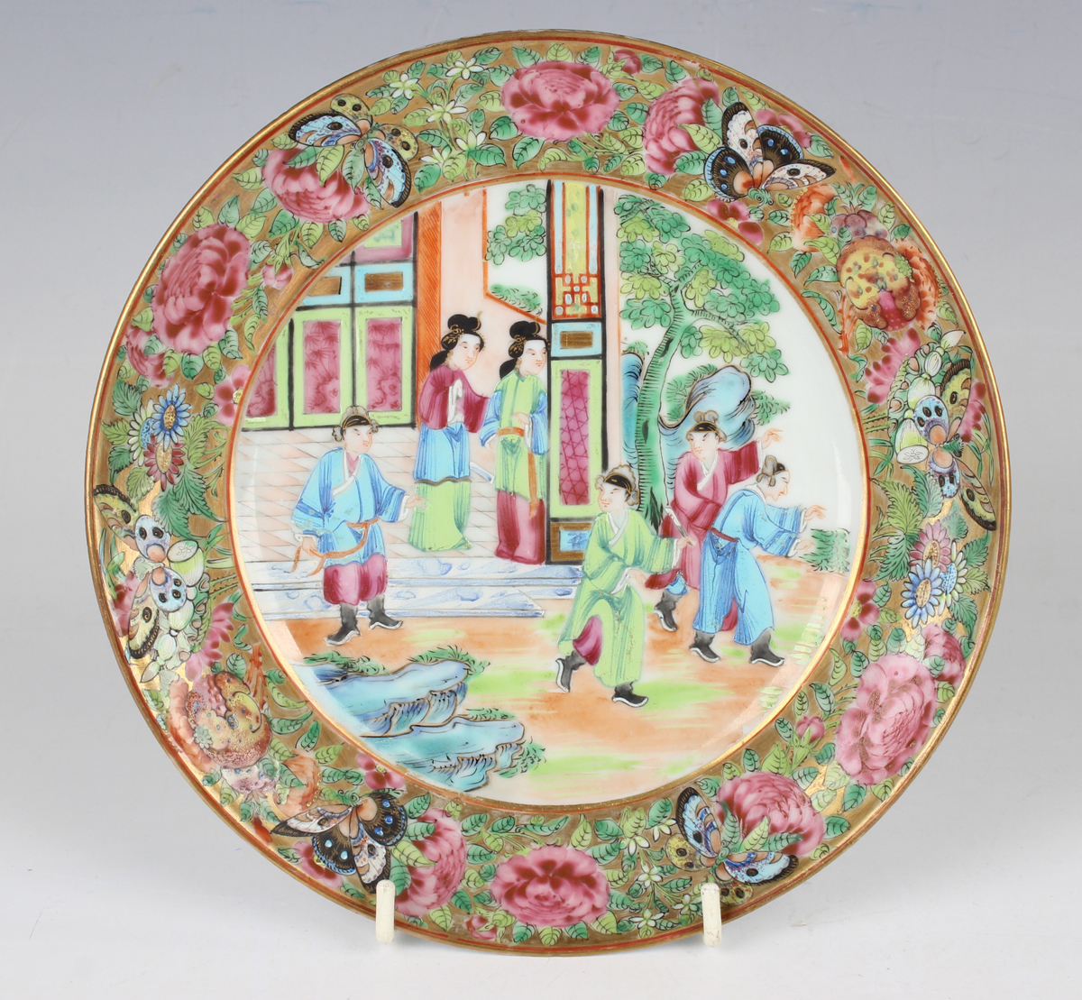 A set of six Chinese Canton famille rose porcelain plates, mid-19th century, each painted with a - Image 5 of 25