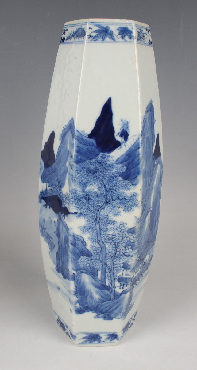 A pair of Chinese blue and white porcelain vases, mark of Kangxi but late 19th century, each of - Image 19 of 19