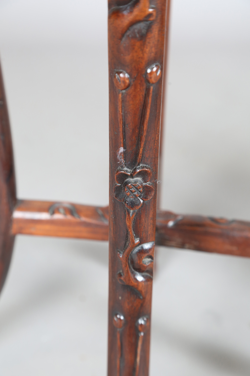 A pair of Chinese hardwood jardinière stands, late Qing dynasty, each circular top inset with a - Image 27 of 33