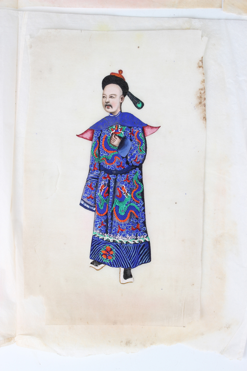 A group of ten Chinese Canton export watercolours on rice paper paintings, late 19th century, each - Image 10 of 18