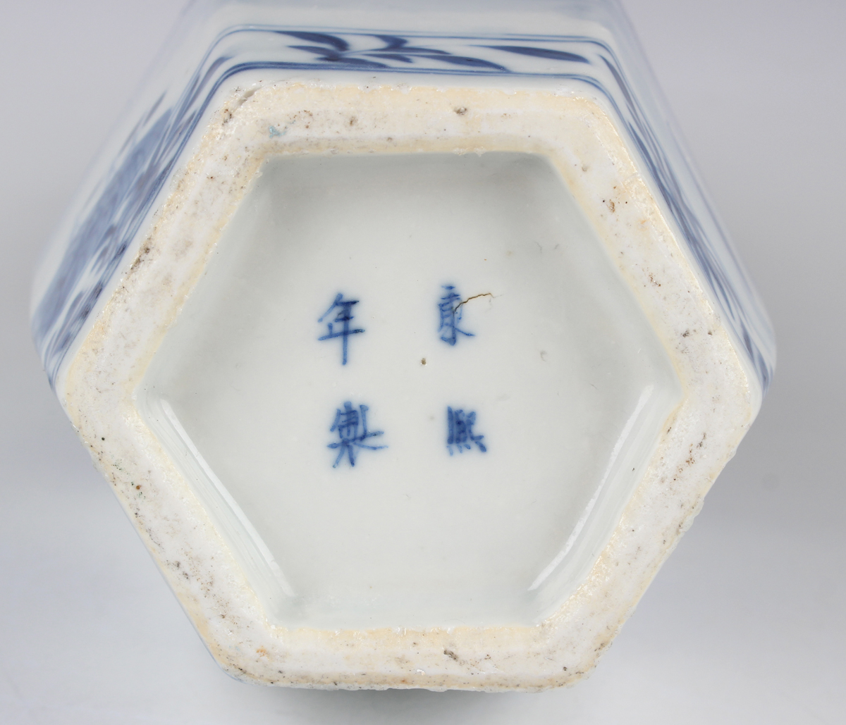 A pair of Chinese blue and white porcelain vases, mark of Kangxi but late 19th century, each of - Image 4 of 19