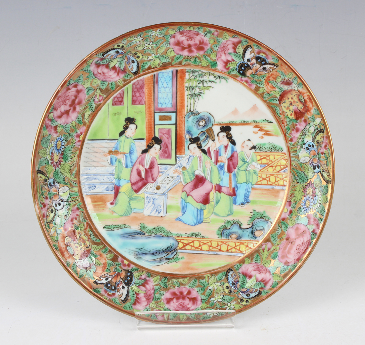 A set of six Chinese Canton famille rose porcelain plates, mid-19th century, each painted with a - Image 9 of 26