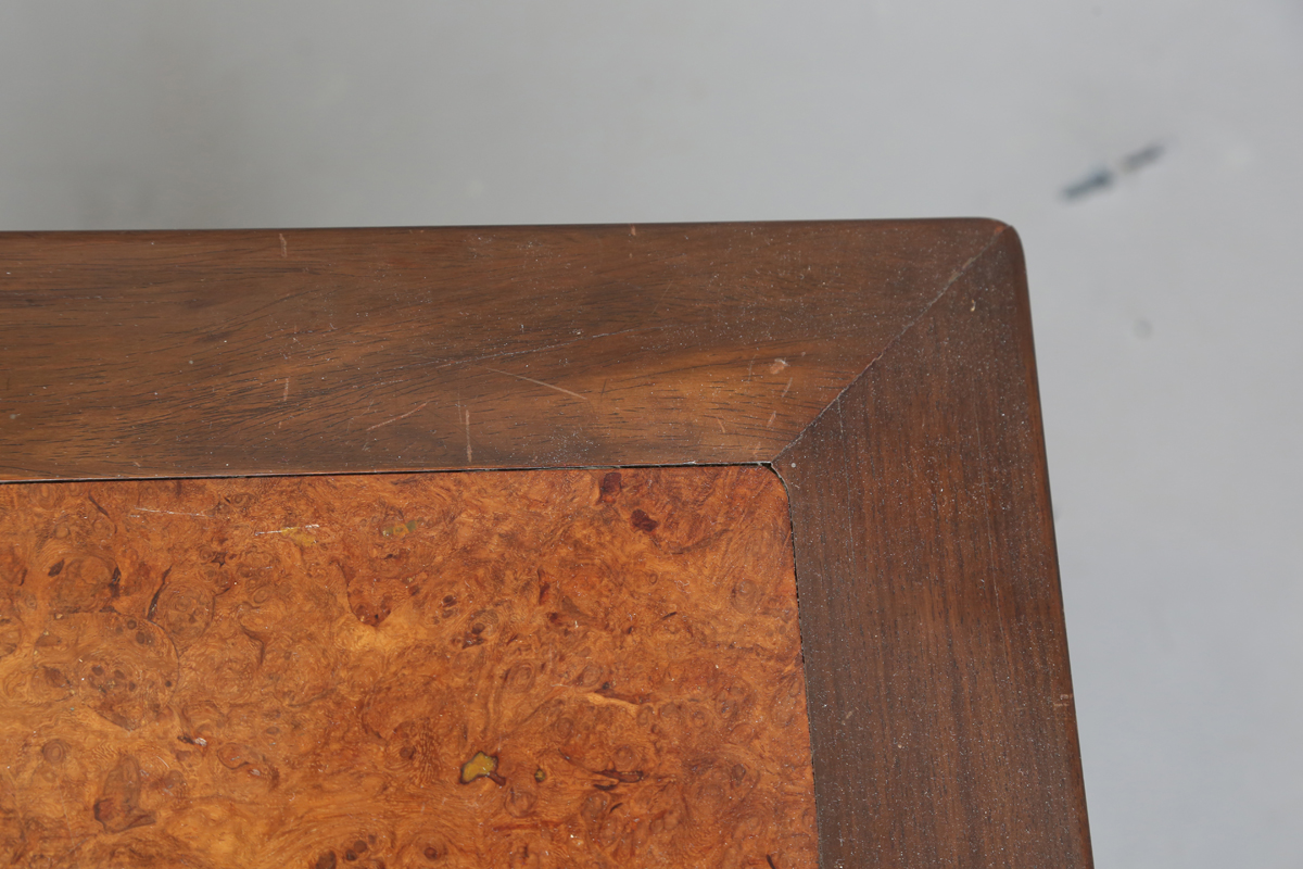 A Chinese hardwood low table, 20th century, the rectangular top inset with a burr wood panel, the - Image 17 of 20