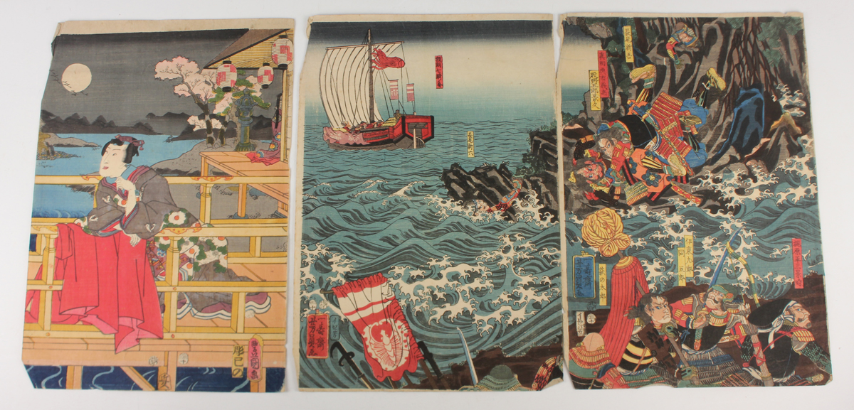 Utagawa Kuniyoshi (1797-1861) - a Japanese woodblock oban tateye print depicting the Conference of - Image 7 of 13