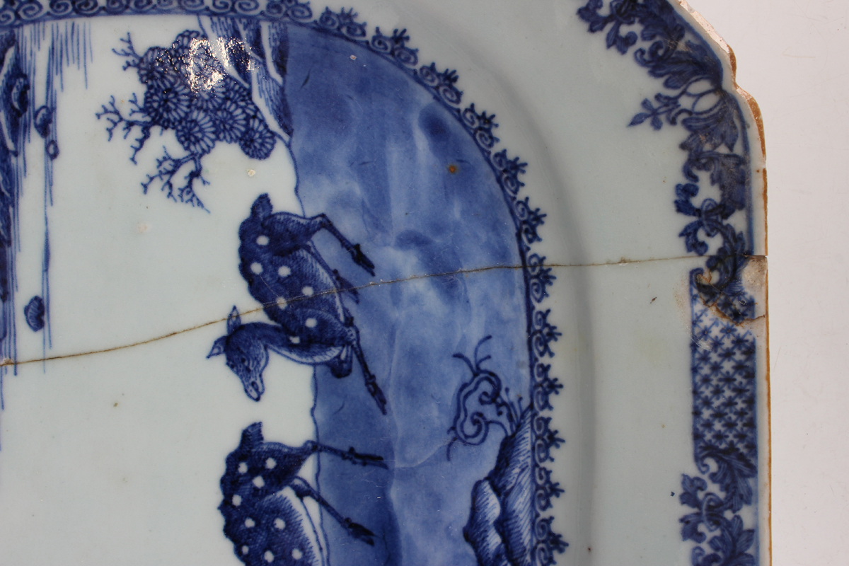 A group of six Chinese blue and white export porcelain meat dishes, Qianlong period, comprising four - Image 24 of 44