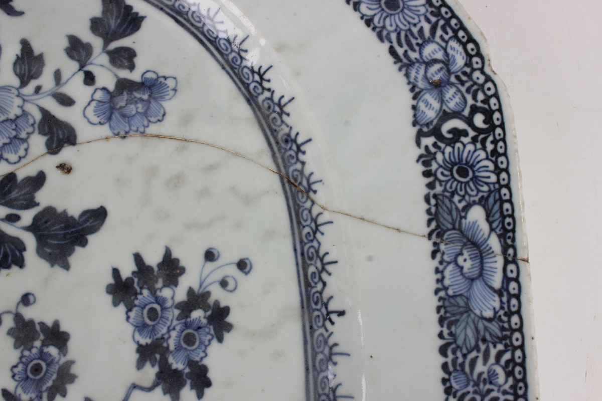 A group of six Chinese blue and white export porcelain meat dishes, Qianlong period, comprising four - Image 32 of 44