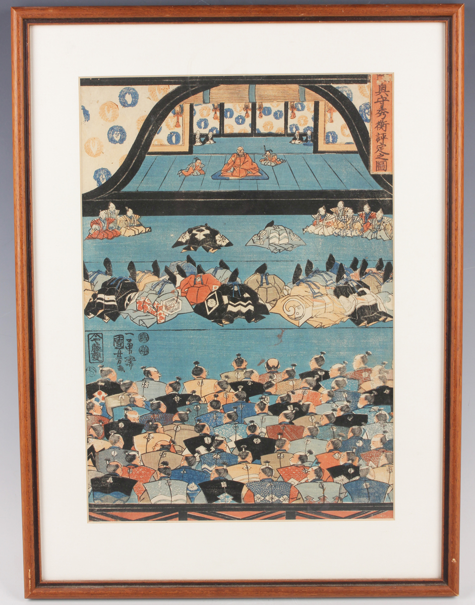 Utagawa Kuniyoshi (1797-1861) - a Japanese woodblock oban tateye print depicting the Conference of