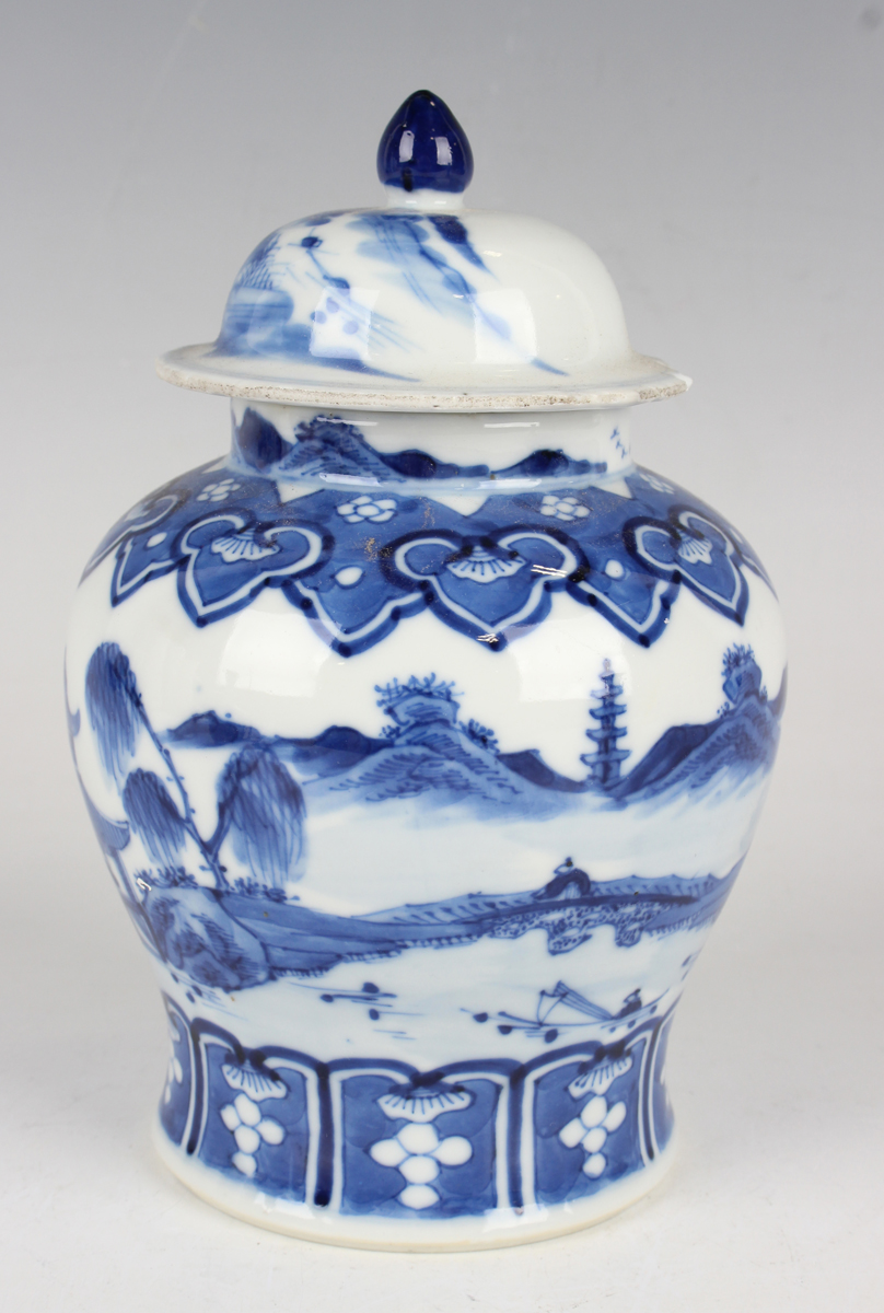 A small group of Chinese blue and white porcelain, mostly late 19th century, including a baluster - Image 14 of 36
