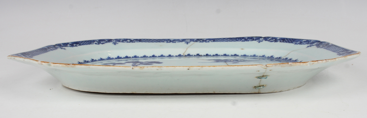 A group of six Chinese blue and white export porcelain meat dishes, Qianlong period, comprising four - Image 27 of 44