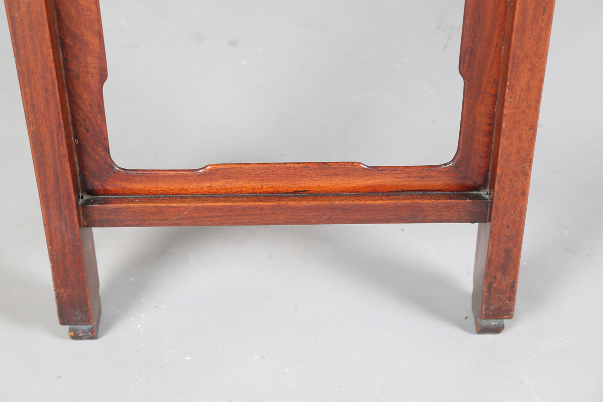 A Chinese hardwood altar table, 20th century, the rectangular panelled top with curved ends, the - Image 12 of 28