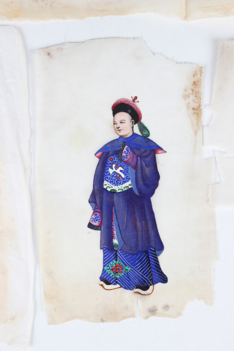 A group of ten Chinese Canton export watercolours on rice paper paintings, late 19th century, each - Image 11 of 18