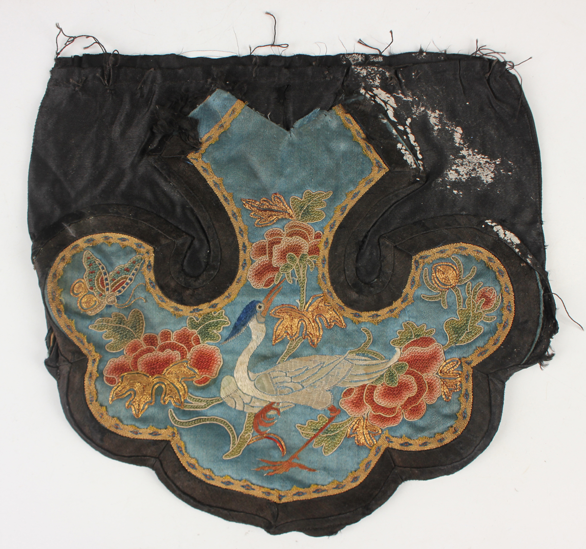 A small collection of Chinese export silkwork, late Qing dynasty, including a collar, decorated with - Image 11 of 43