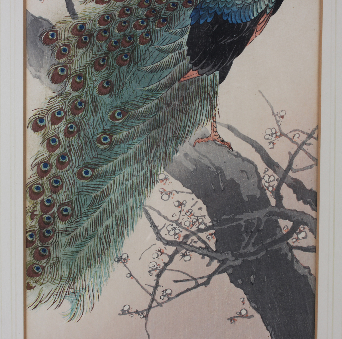 Sozan Ito (born 1884) - a pair of Japanese woodblock prints, early 20th century, depicting a peacock - Image 3 of 10