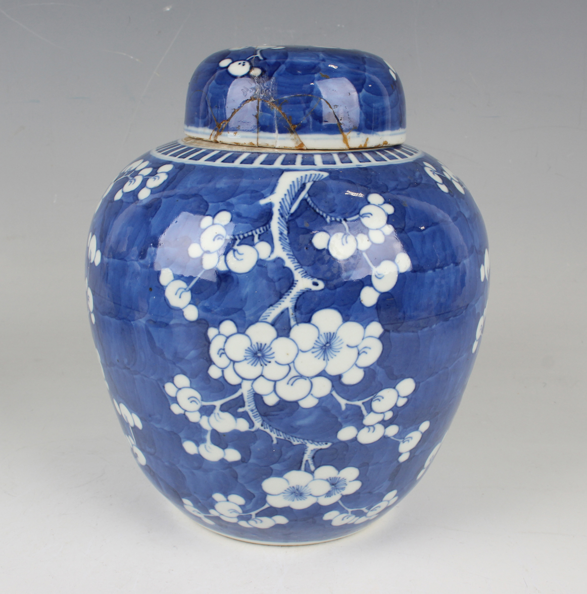 A small group of Chinese blue and white porcelain, late 19th century, comprising a prunus- - Image 23 of 26