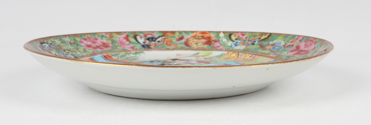 A set of six Chinese Canton famille rose porcelain plates, mid-19th century, each painted with a - Image 6 of 26