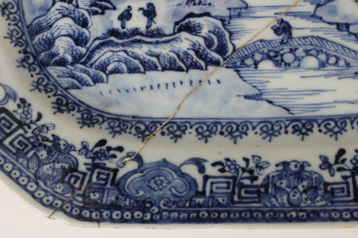 A group of six Chinese blue and white export porcelain meat dishes, Qianlong period, comprising four - Image 2 of 44