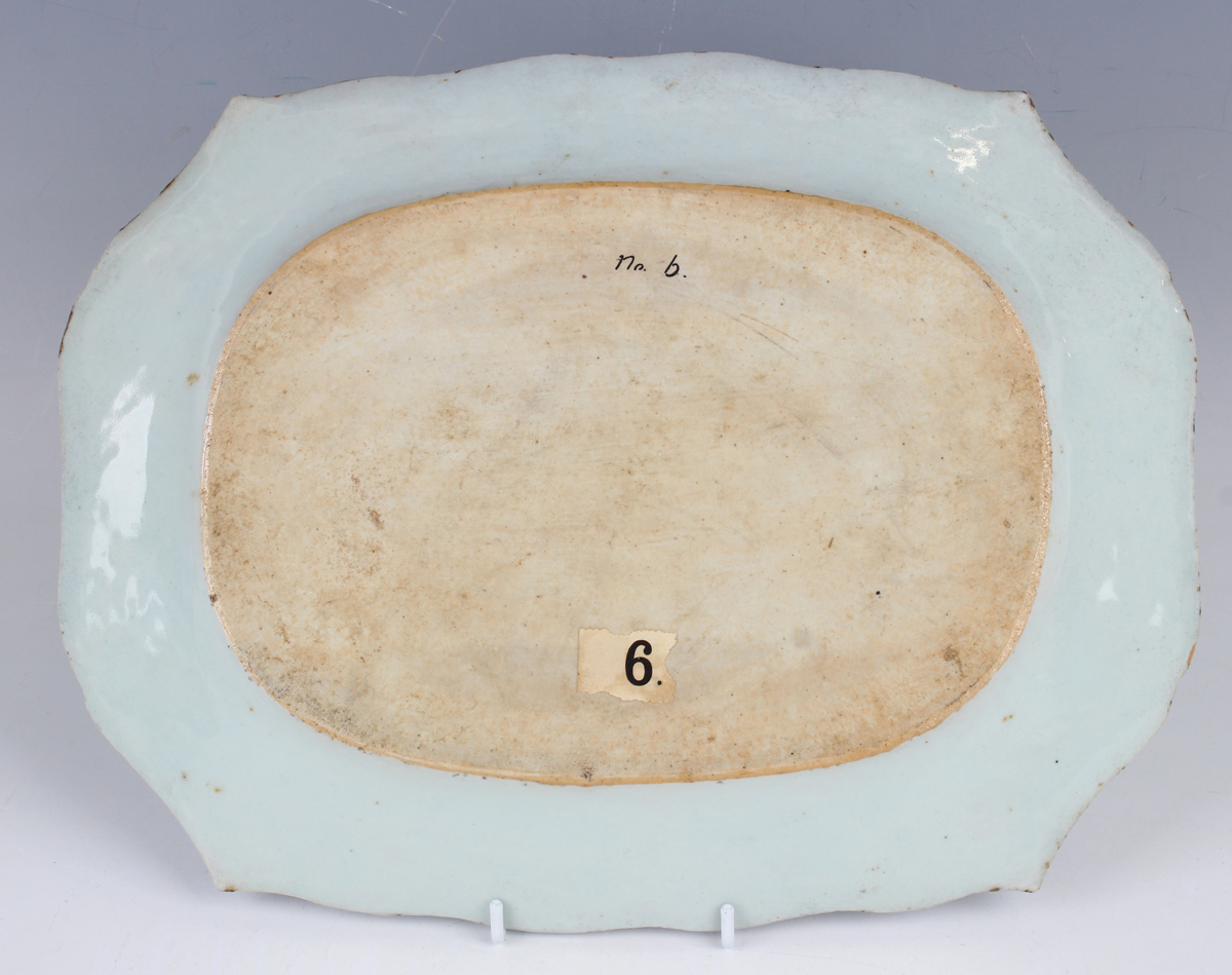 A graduated set of three Chinese export porcelain meat dishes, Qianlong period, each with shaped - Image 5 of 18