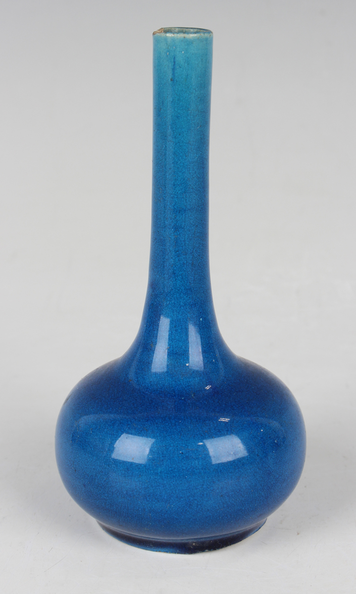 A Chinese yellow glazed pottery bottle vase, late 19th century, with fine crackled glaze, height - Image 7 of 15