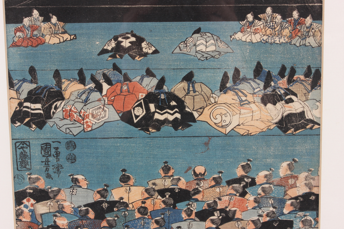 Utagawa Kuniyoshi (1797-1861) - a Japanese woodblock oban tateye print depicting the Conference of - Image 12 of 13