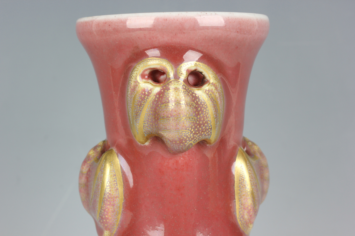 A Chinese sang-de-boeuf porcelain vase, 20th century, the swollen cylindrical body beneath a - Image 7 of 10