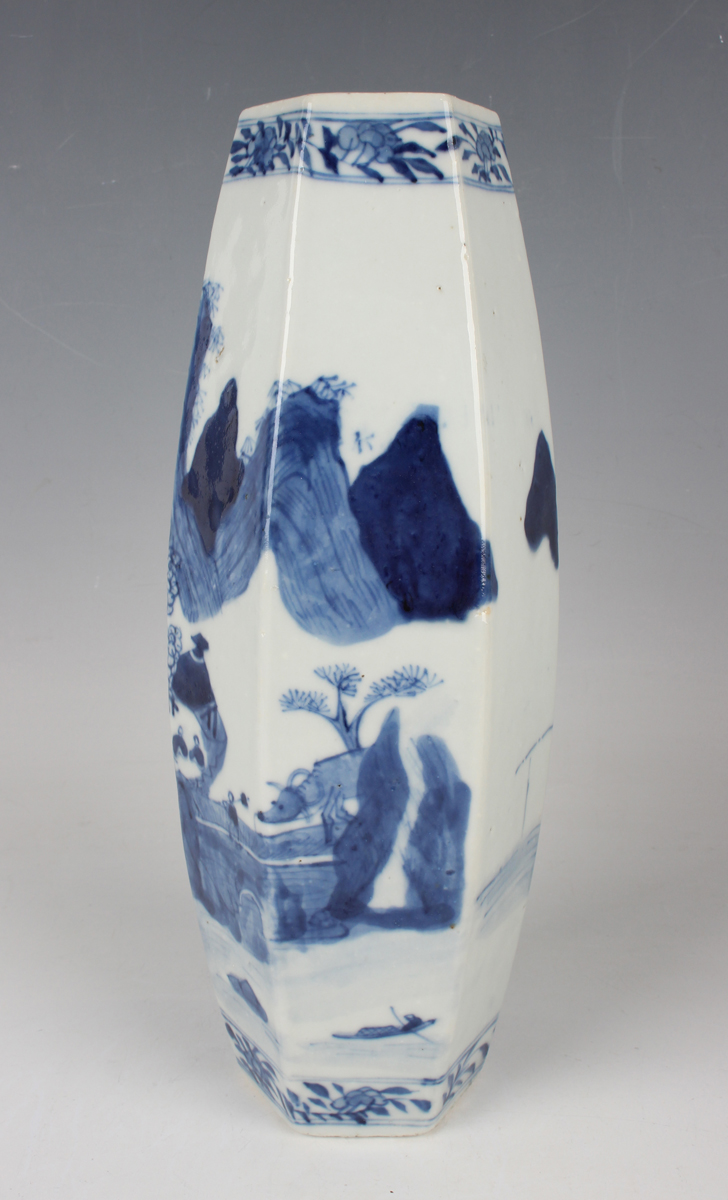 A pair of Chinese blue and white porcelain vases, mark of Kangxi but late 19th century, each of - Image 8 of 19