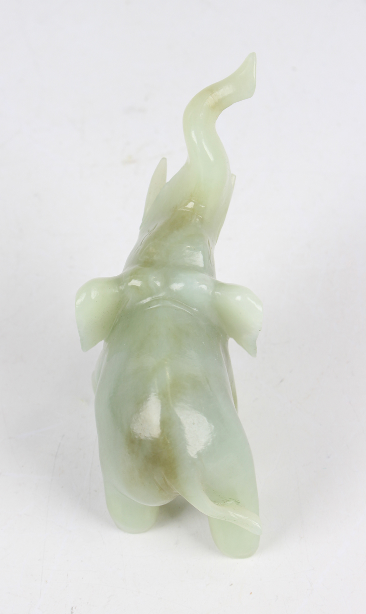 A Chinese jade pendant with wood stand, mid-20th century, the two-piece pendant with carved and - Image 8 of 22