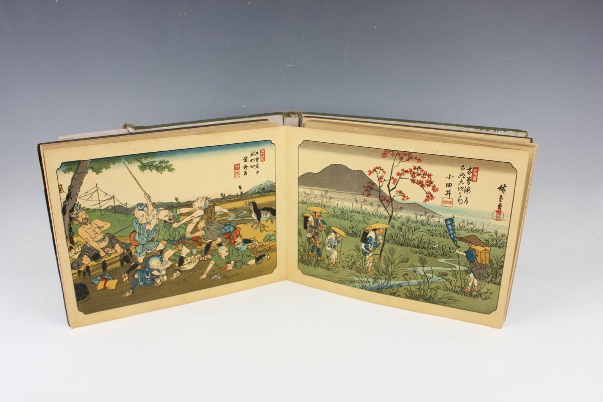A collection of assorted Japanese prints, 20th century, including various Hiroshige Tokaido road - Image 30 of 40