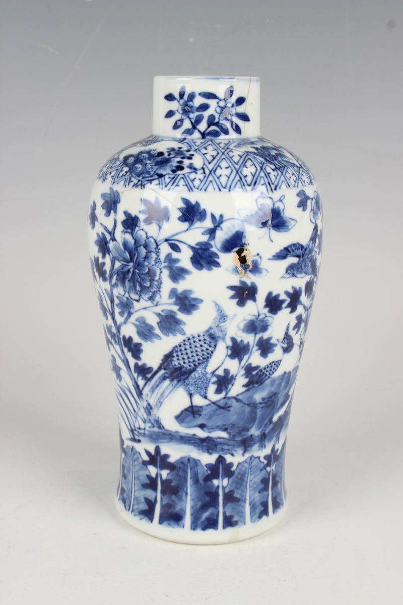 A small group of Chinese blue and white porcelain, mostly late 19th century, including a baluster - Image 21 of 36