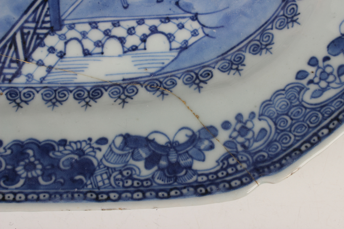 A group of six Chinese blue and white export porcelain meat dishes, Qianlong period, comprising four - Image 10 of 44