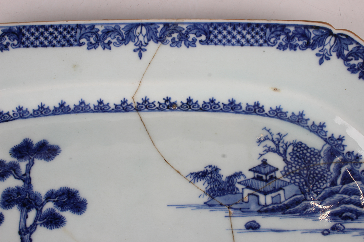 A group of six Chinese blue and white export porcelain meat dishes, Qianlong period, comprising four - Image 26 of 44